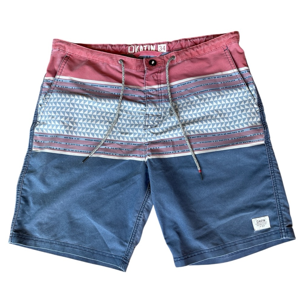 Men's Katin Boardshorts Size 34 Surf Beach Nautical Stripe